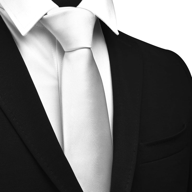 Branduce 3.15"（8cm） Mens Solid Satin Tie Pre-tied Adjustable Zipper Necktie for Business and Wedding - Image 2